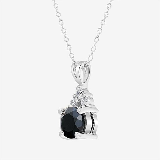 Silver Treasures Genuine Stone Sterling Silver 18 Inch Cable Pendant Necklace
