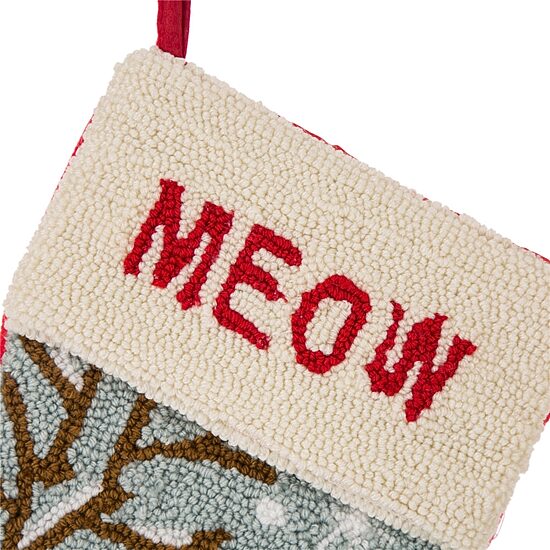 Glitzhome 20" Cat "Meow" Hooked Christmas Stocking