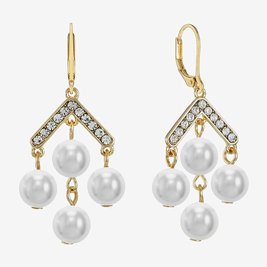 Monet Jewelry Womens Simulated Pearl Chandelier Earrings