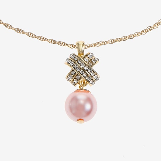 Monet Jewelry Womens Simulated Pearl 17 Inch Pendant Necklace
