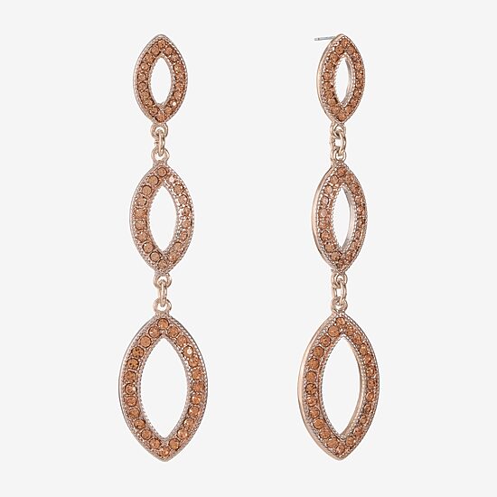 Monet Jewelry Rose Gold Linear Womens Orange Drop Earrings