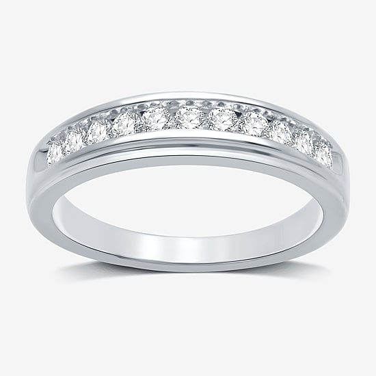 I Said Yes (H-I / I1) 1/3 CT. T.W. Lab Grown White Diamond Sterling Silver or 14K Gold Over Silver Wedding Band