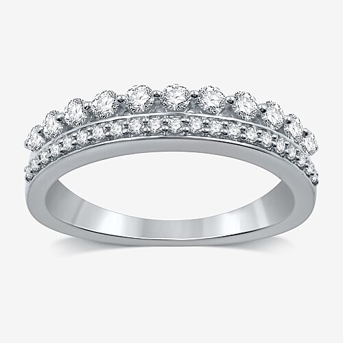 Modern Bride (h-i / I1) Womens 1/2 Ct. T.w. Lab Grown White Diamond 10k Gold Anniversary Wedding Band