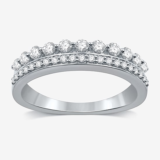 (H-I / I1) Womens 1/2 CT. T.W. Lab Grown White Diamond 10K Gold Anniversary Wedding Band