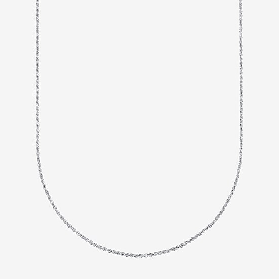 10K White Gold 18-24 Inch Hollow Rope Chain Necklace