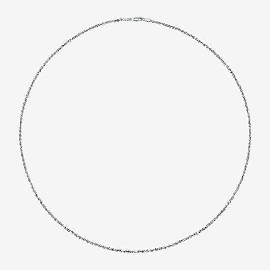 10K White Gold 18-24 Inch Hollow Rope Chain Necklace