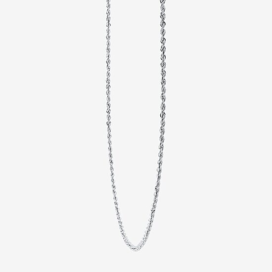 10K White Gold 18-24 Inch Hollow Rope Chain Necklace
