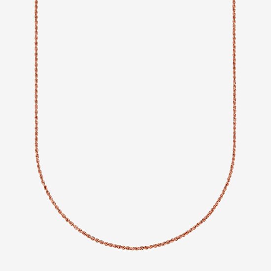 Unisex Adult 10K Rose Gold 18 Inch Rope Chain Necklace