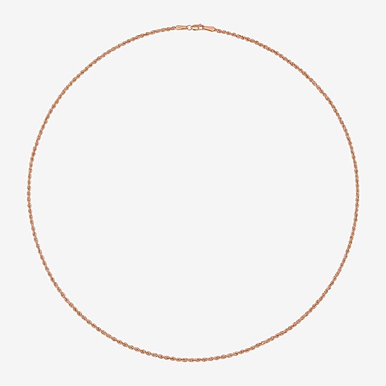 Unisex Adult 10K Rose Gold 18 Inch Rope Chain Necklace