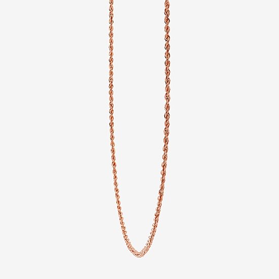 Unisex Adult 10K Rose Gold 18 Inch Rope Chain Necklace