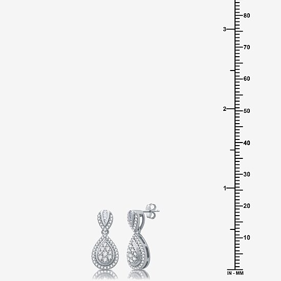 Diamond Blossom Womens 1/2 CT. T.W. Natural White Diamond Sterling Silver Pear Drop Earrings