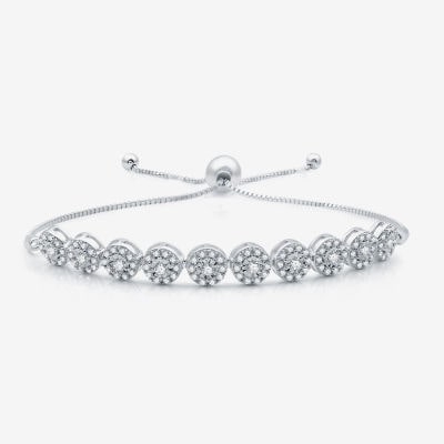 (H-I / I1) Womens 1 CT. T.W. Lab Grown White Diamond Sterling Silver Bolo Bracelet