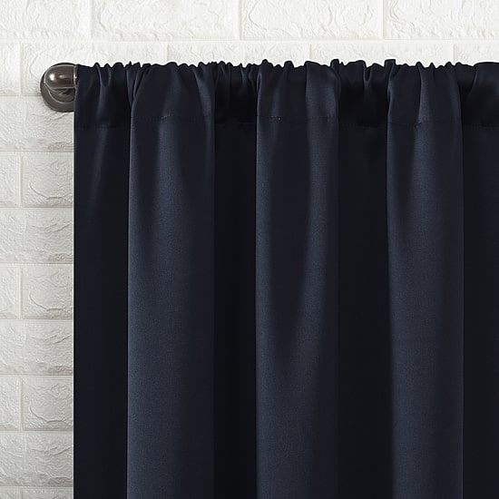 Sun Zero Bergen Rod Pocket 100% Blackout Single Curtain Panel