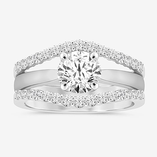 Womens 1/2 CT. T.W. Natural White Diamond 14K Gold Ring Guard