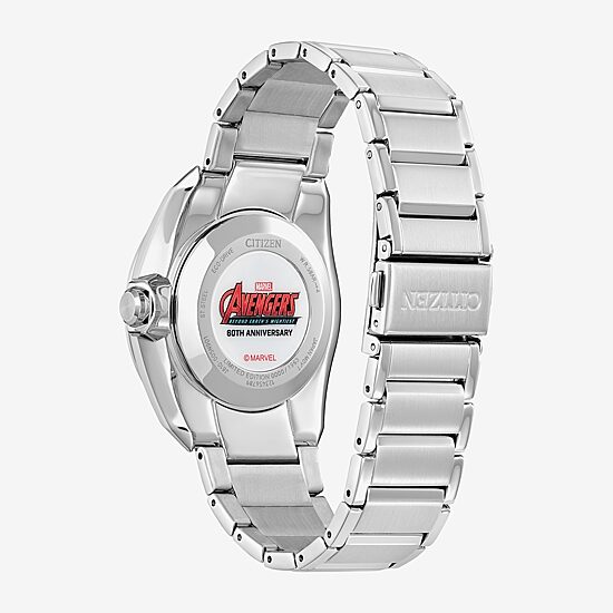 Citizen Avengers Marvel Mens Silver Tone Stainless Steel Bracelet Watch Aw2080-64w