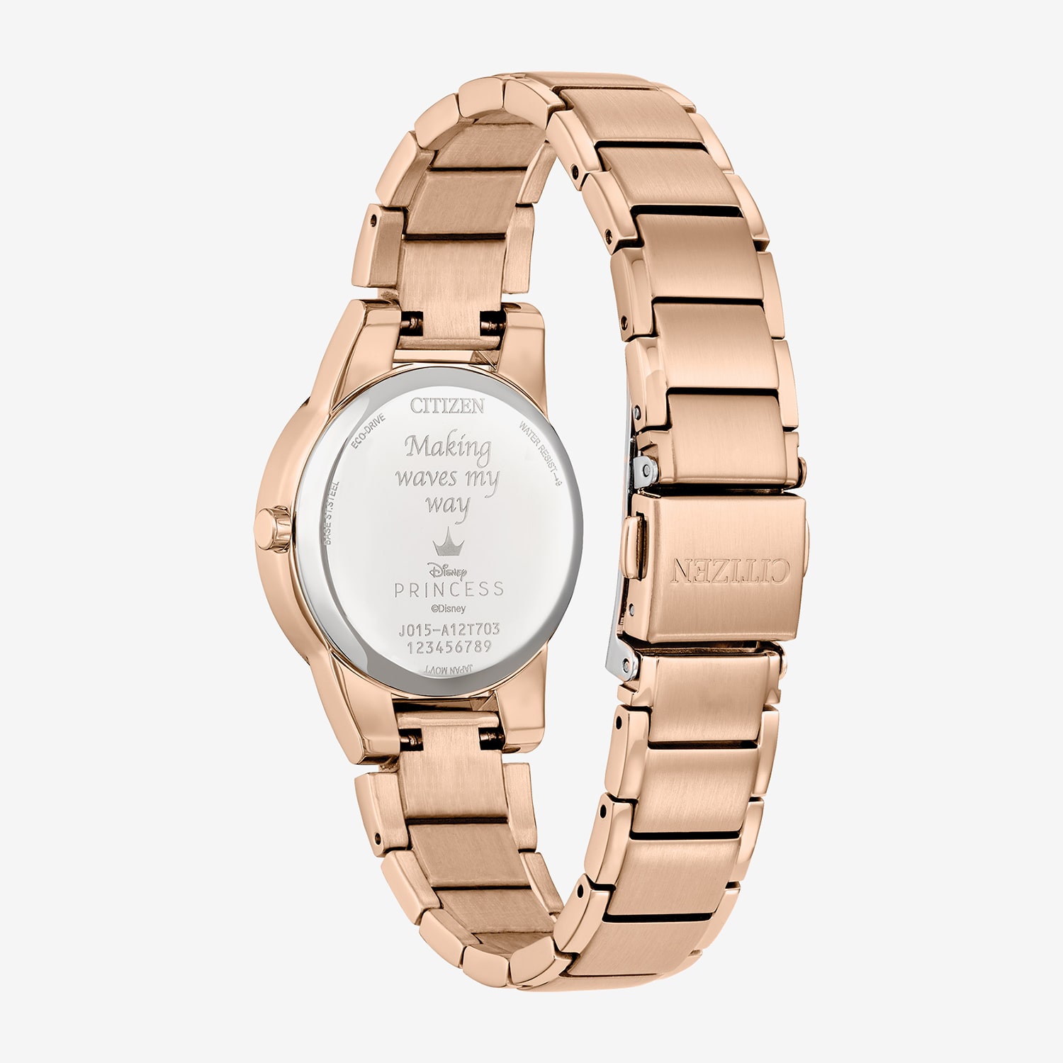 Citizen Ariel Princess The Little Mermaid Womens Rose Goldtone Stainless Steel Bracelet Watch Ga1073-63w