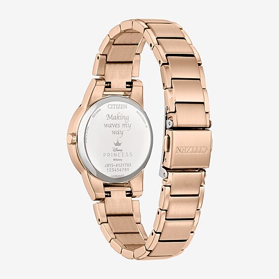 Citizen Ariel Princess The Little Mermaid Womens Rose Goldtone Stainless Steel Bracelet Watch Ga1073-63w