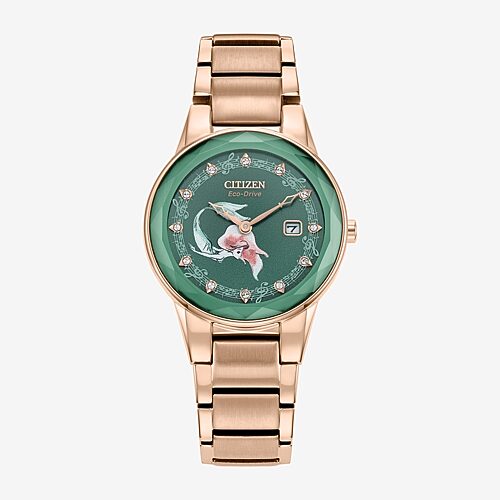 Citizen Eco-Drive Women's Disney Princess Ariel Rose Gold-Tone Stainless Steel Bracelet Watch 30mm Gift Set - Rose Gold-tone