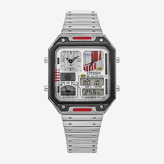 Citizen Ana-Digis Star Wars Mens Chronograph Silver Tone Stainless Steel Bracelet Watch Jg2131-51h