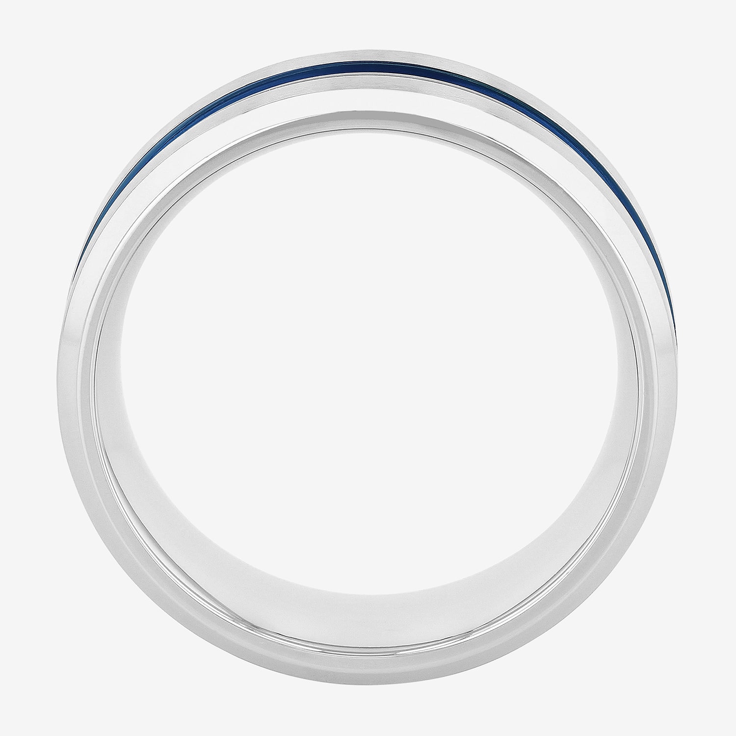 "Thin Blue Line" Mens 8MM Stainless Steel Wedding Band