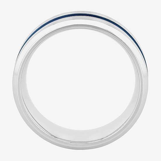 "Thin Blue Line" Mens 8MM Stainless Steel Wedding Band