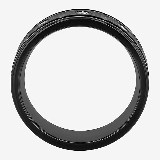 Mens 8MM 1/10 CT. T.W. Natural White Diamond Stainless Steel Wedding Band