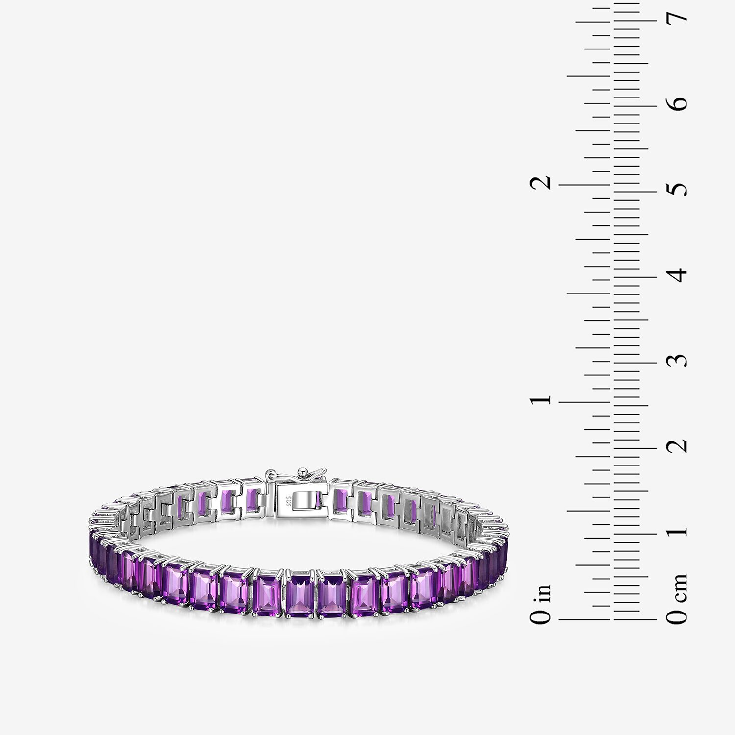 Genuine Gemstone Sterling Silver 7.5 Inch Tennis Bracelet