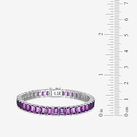 Genuine Gemstone Sterling Silver 7.5 Inch Tennis Bracelet