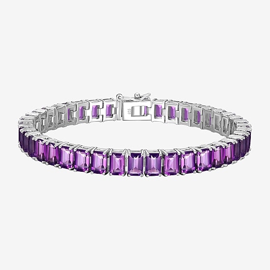 Genuine Gemstone Sterling Silver 7.5 Inch Tennis Bracelet