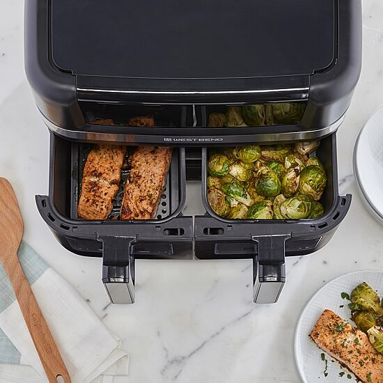 West Bend 10 Qt. Double UP™ Air Fryer with 15 Presets and Easy-View Windows, in Black