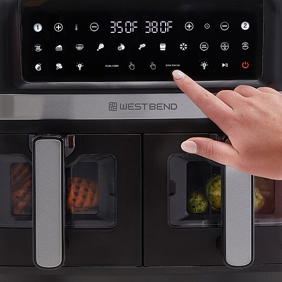 West Bend 10 Qt. Double UP™ Air Fryer with 15 Presets and Easy-View Windows, in Black