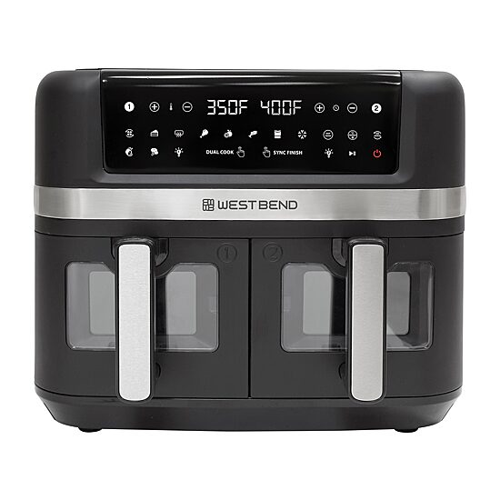West Bend 10 Qt. Double UP™ Air Fryer with 15 Presets and Easy-View Windows, in Black