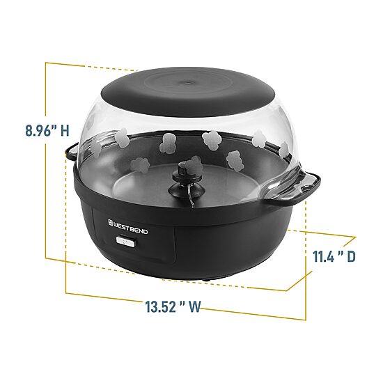 West Bend Stir Crazy 6 Qt. Popcorn Machine, in Black