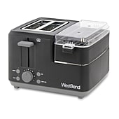 West Bend 2-Slice Toaster with Egg Cooker and Meat Warmer, in Black
