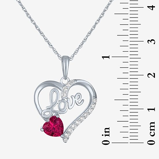 "Love" Womens Lab Created Red Ruby Sterling Silver Heart Jewelry Set