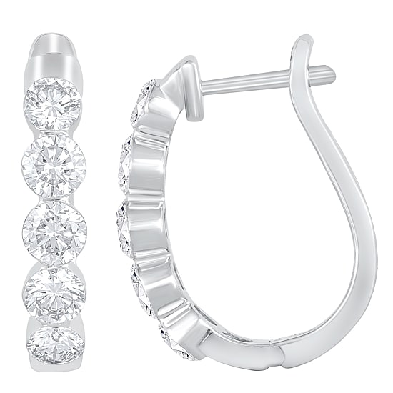 Floating Diamonds (F / Vs2) Womens 2 CT. T.W. Lab Grown White Diamond 14K Gold 19.8mm Hoop Earrings