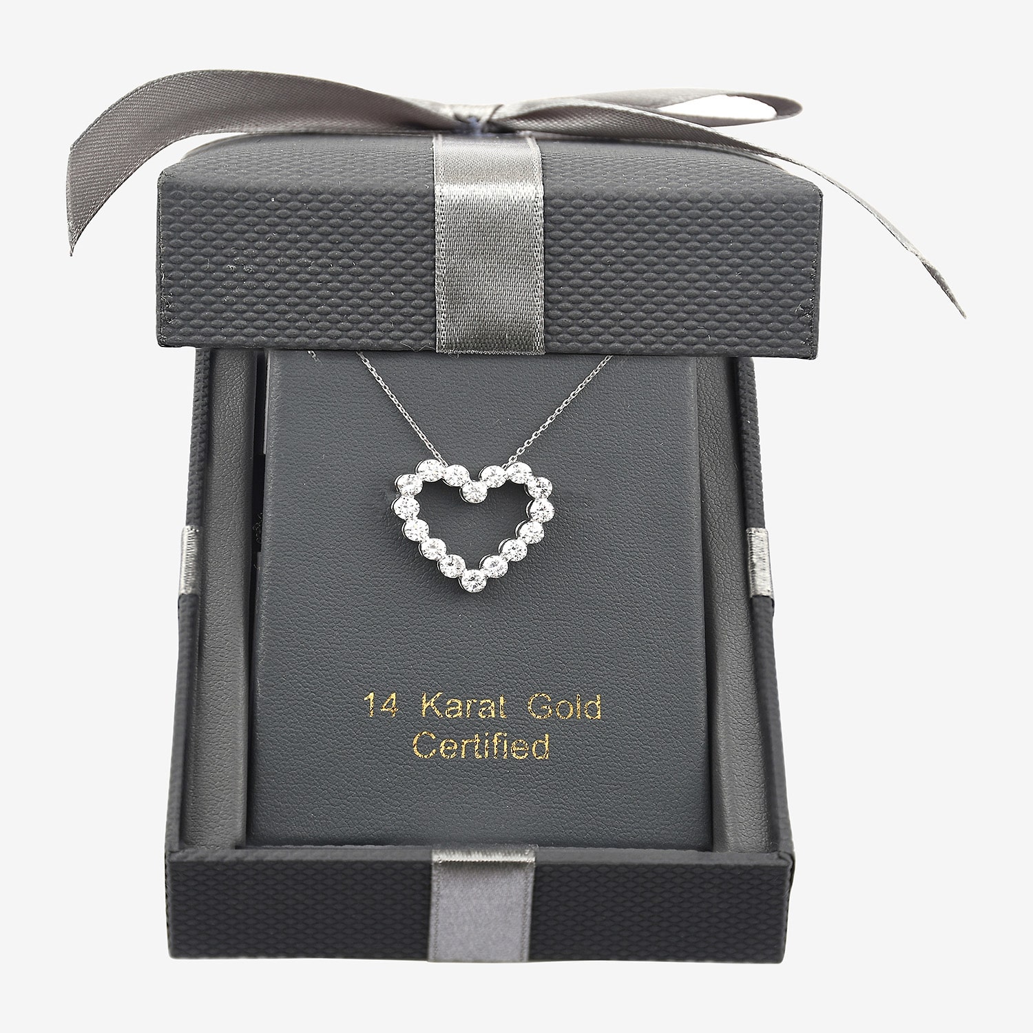 Floating Diamonds (F / Vs2) Womens 2 CT. T.W. Lab Grown White Diamond 14K Gold Heart 18 Inch Pendant Necklace