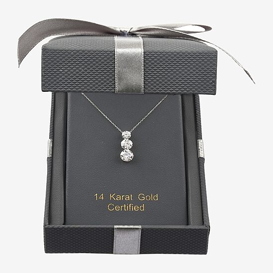 Floating Diamonds (F / Vs2) Womens 2 CT. T.W. Lab Grown White Diamond 14K Gold Round 18 Inch Pendant Necklace