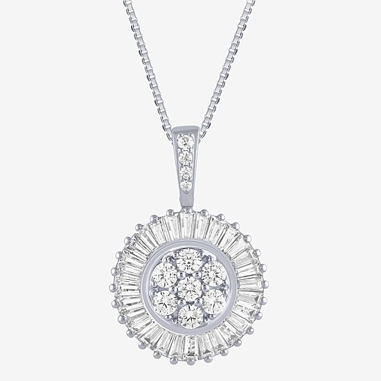 (G / Si2) Womens 2 CT. T.W. Lab Grown White Diamond 14K Gold Round 18 Inch Pendant Necklace