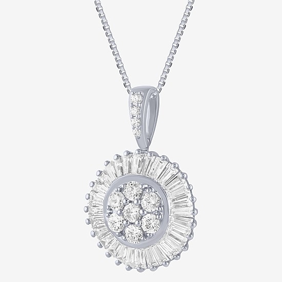 (G / Si2) Womens 2 CT. T.W. Lab Grown White Diamond 14K Gold Round 18 Inch Pendant Necklace