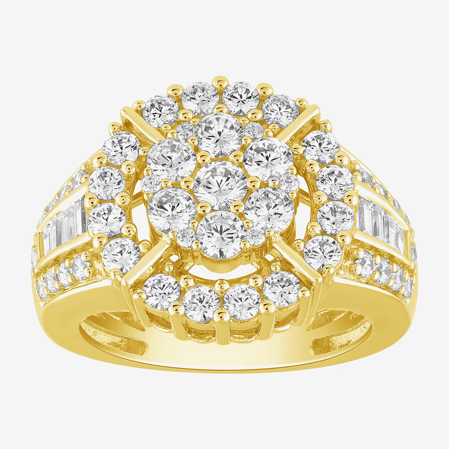 Diamond Blossom (G / Si2) Womens 2 CT. T.W. Lab Grown White 10K Gold Round Cocktail Ring