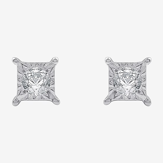 (G / Si1-Si2) 1/10 CT. T.W. Lab Grown White Diamond Sterling Silver Round Stud Earrings