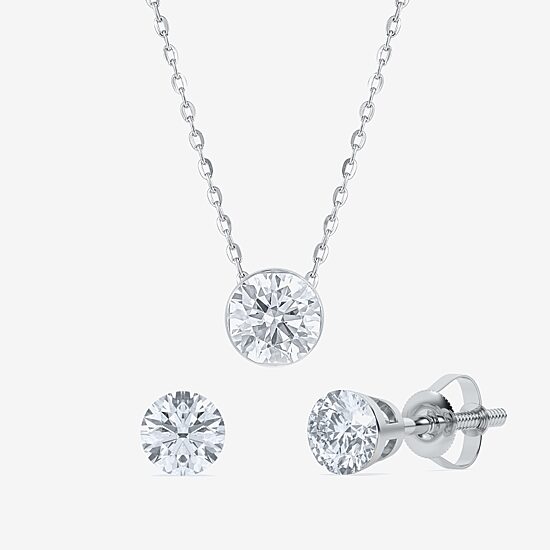 Floating Diamonds (F / Vs2) Womens 2 CT. T.W. Lab Grown White Diamond 14K Gold Round Jewelry Set
