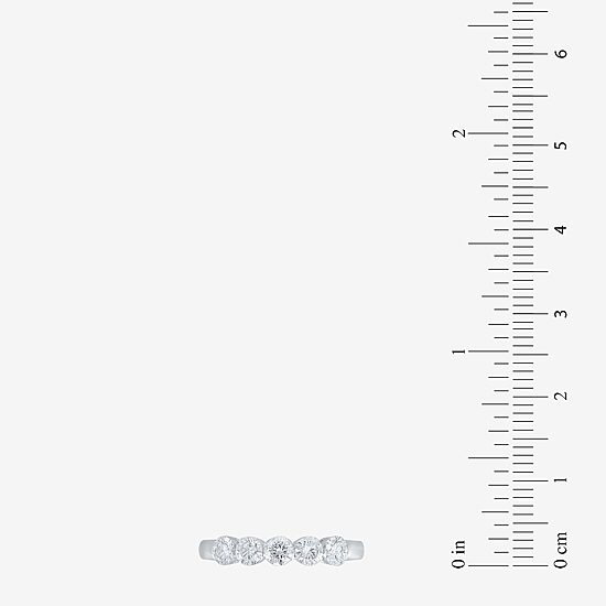 Floating Diamonds (F / Vs2) Womens 3.5MM 1 CT. T.W. Lab Grown White Diamond 14K Gold 5-Stone Anniversary Band