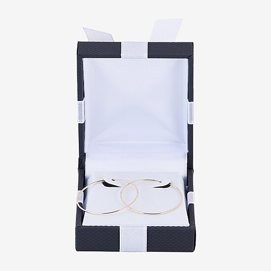 Womens 14K Gold 30mm Circle Round Hoop Earrings