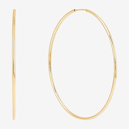 Womens 14K Gold 30mm Circle Round Hoop Earrings
