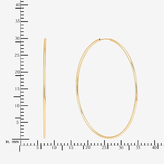 Womens 14K Gold 30mm Circle Round Hoop Earrings