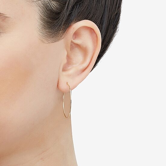 Womens 14K Gold 30mm Circle Round Hoop Earrings
