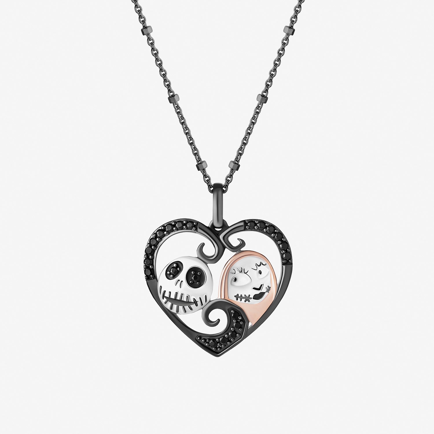 Womens 1/5 CT. Natural Black Diamond 14K Rose Gold Over Silver Sterling Silver Heart 18 Inch Pendant Necklace