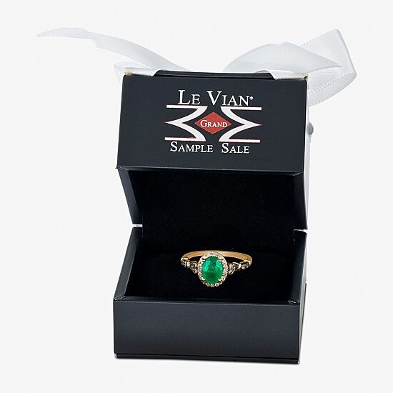 Le Vian® Ring featuring 7/8 cts. Costa Smeralda Emeralds™, 1/7 cts. Chocolate Diamonds® , 1/7 cts. Nude Diamonds™  set in 14K Honey Gold™